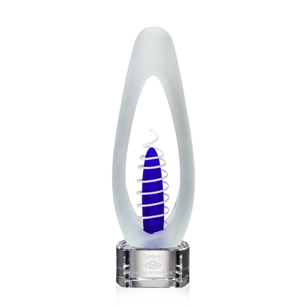 A tall egg-shaped frosted art glass with sheared polished sides creating... from ASI 84592 St Regis Group / St Regis