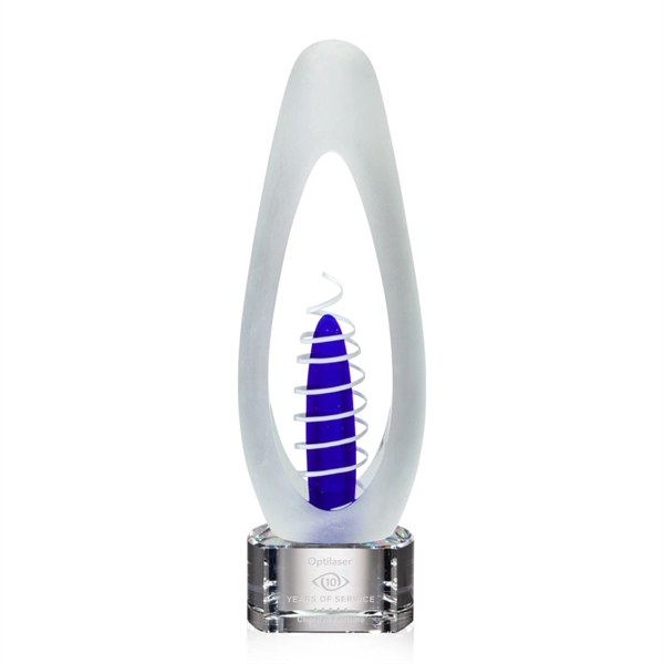 A tall egg-shaped frosted art glass with sheared polished sides creating... from ASI 84592 St Regis Group / St Regis