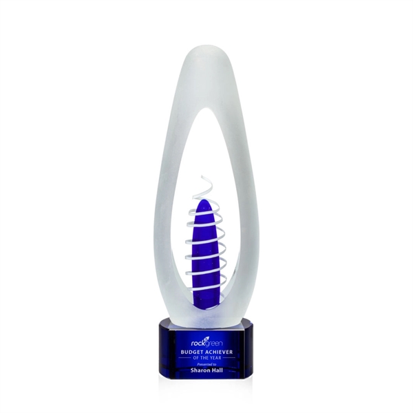 A tall egg-shaped frosted art glass with sheared polished sides creating... from ASI 84592 St Regis Group / St Regis