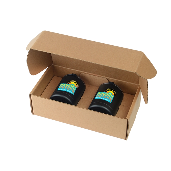 Two 10 oz. stainless steel insulated Low Ball tumblers in cardboard... from ASI 52840 Evans Manufacturing