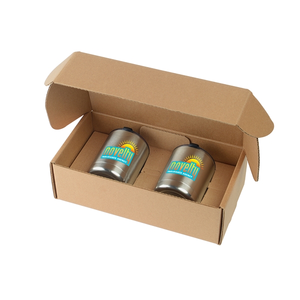 Two 10 oz. stainless steel insulated Low Ball tumblers in cardboard... from ASI 52840 Evans Manufacturing