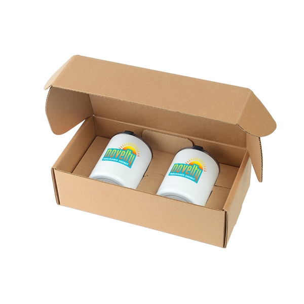 Two 10 oz. stainless steel insulated Low Ball tumblers in cardboard... from ASI 52840 Evans Manufacturing