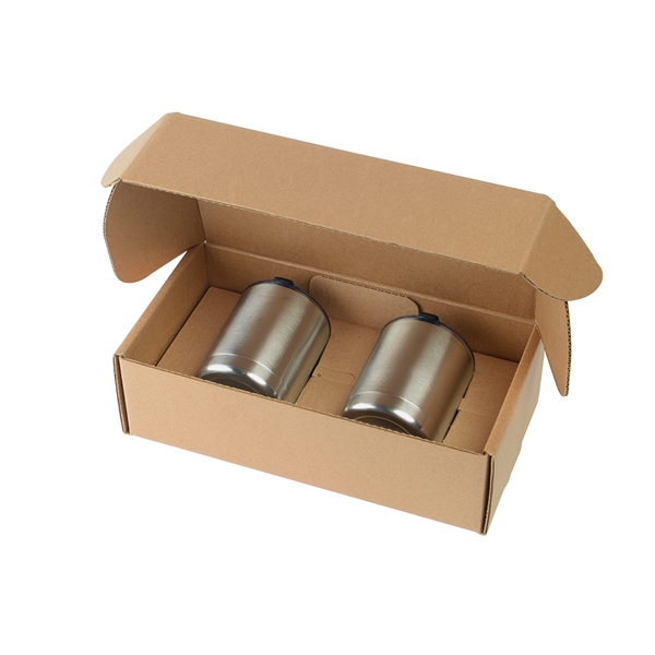 Two 10 oz. stainless steel insulated Low Ball tumblers in cardboard... from ASI 52840 Evans Manufacturing