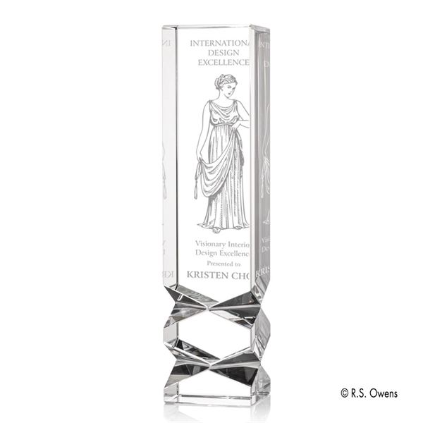 Our optical crystal tower is faceted in this stunning geometric cut... from ASI 84592 St Regis Group / R S Owens & Co Inc