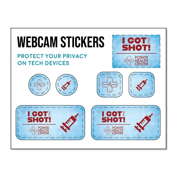 Removable clear vinyl webcam decals with digital decoration.... from ASI 54040 Fey Promo / Magna-Tel by Fey