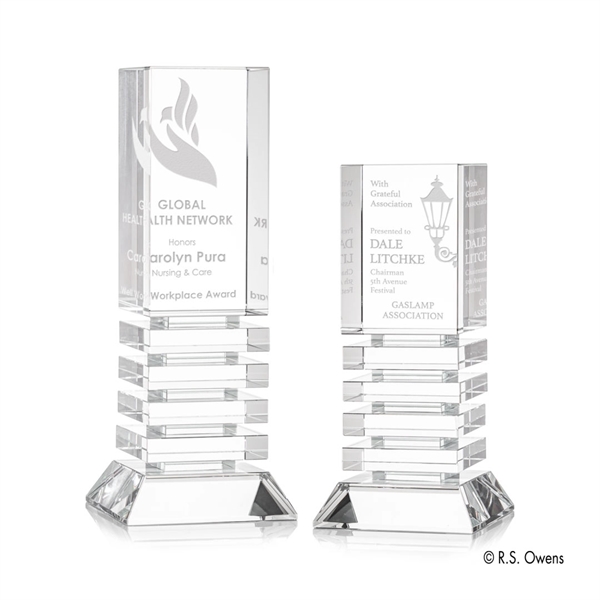 Deep channels of optical crystal are stacked to create these exceptional... from ASI 84592 St Regis Group / R S Owens & Co Inc