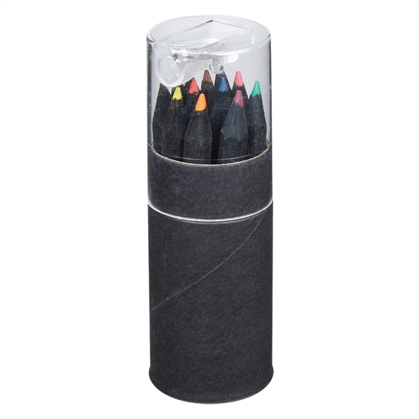 12 colored pencils in stylish matte black tube... from ASI 61125 Hit Promotional Products / Hit®