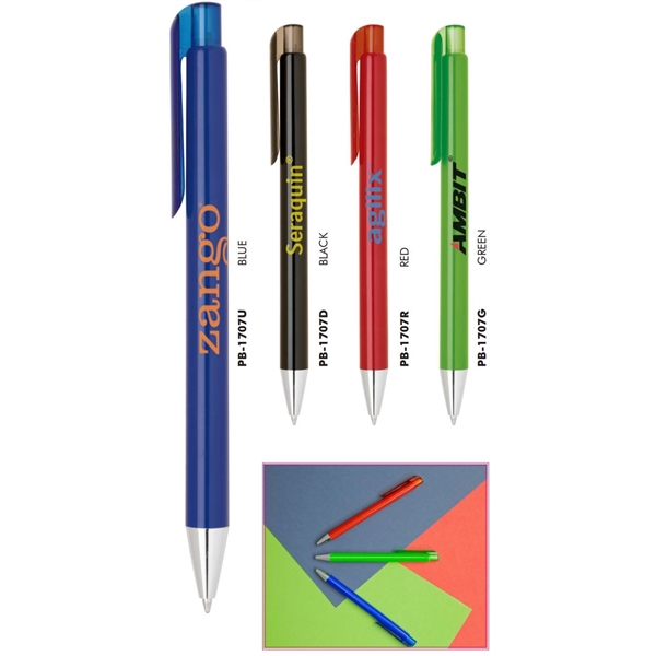 Click action plastic pen with sleek colored barrel and matching translucent... from ASI 68190 Lungsal / Lungsal