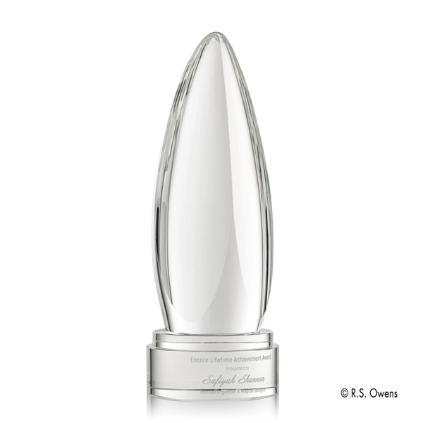 The streamline bullet shape of the optical crystal Icarus Award is... from ASI 84592 St Regis Group / R S Owens & Co Inc