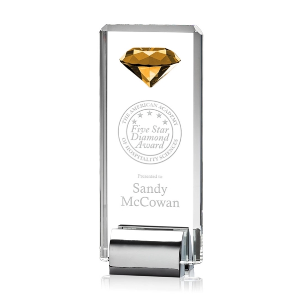 Our beveled optical crystal rectangle is mounted to a silver-finished cast... from ASI 84592 St Regis Group / St Regis