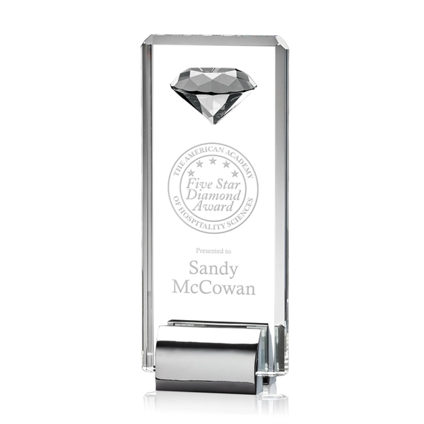 Our beveled optical crystal rectangle is mounted to a silver-finished cast... from ASI 84592 St Regis Group / St Regis