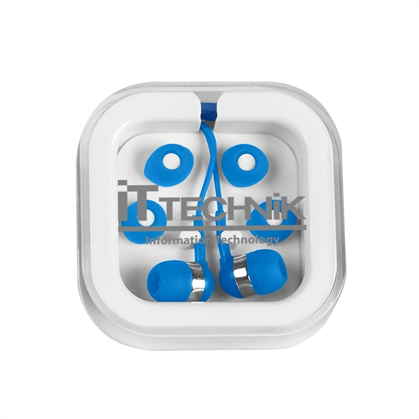 Ear Buds in Case.  Protective Plastic Travel Case.  Interchangeable... from ASI 61125 Hit Promotional Products / Hit®