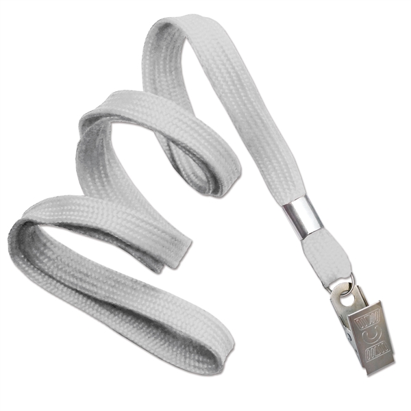 Available same day! Blank flat-braided non-breakaway lanyards with a bulldog clip... from ASI 79898 Promovision / PROMOVISION