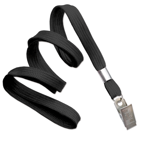 Available same day! Blank flat-braided non-breakaway lanyards with a bulldog clip... from ASI 79898 Promovision / PROMOVISION