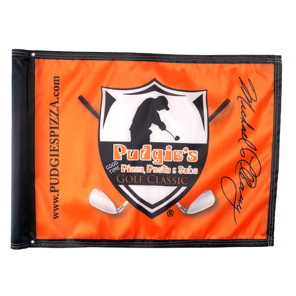 Golf flag, made of durable knit polyester fabric... from ASI 77280 Pepco Poms / Pepco Poms