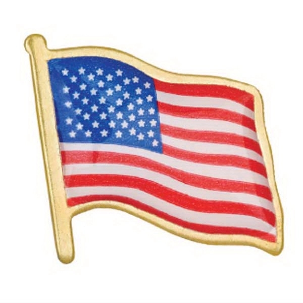 Stock American flag lapel pin with brass finding.... from ASI 94245 North Attleboro Jewelry Company