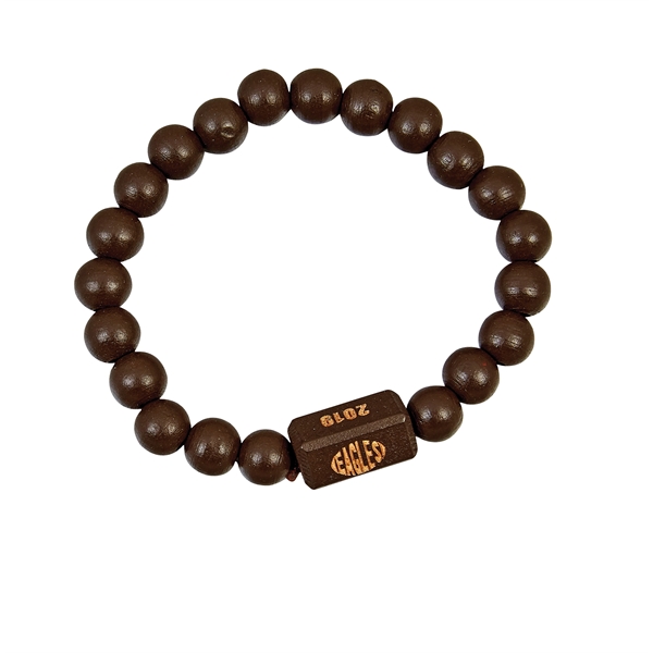 Unique Wood Bead Bracelet, 10mm wood beads w/wood cube engraved on... from ASI 94245 North Attleboro Jewelry Company