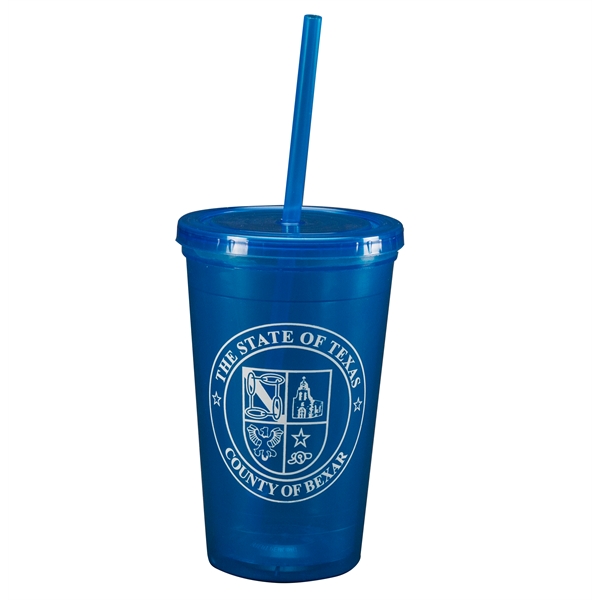Double wall insulated polypropylene 16 oz plastic tumbler.... from ASI 77280 Pepco Poms / Pepco Poms