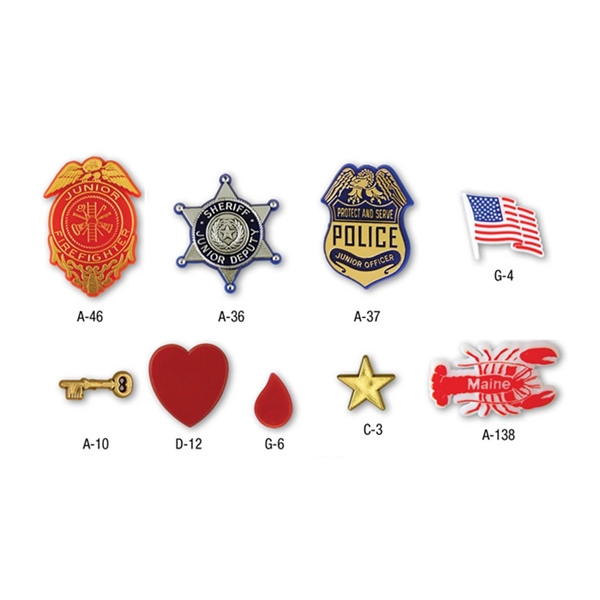 Flag shaped plastic stock design lapel pin with clutch back, hundreds... from ASI 94245 North Attleboro Jewelry Company