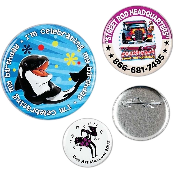 Celluloid Buttons in 3 stock sizes with 2 pc. metal back... from ASI 94245 North Attleboro Jewelry Company