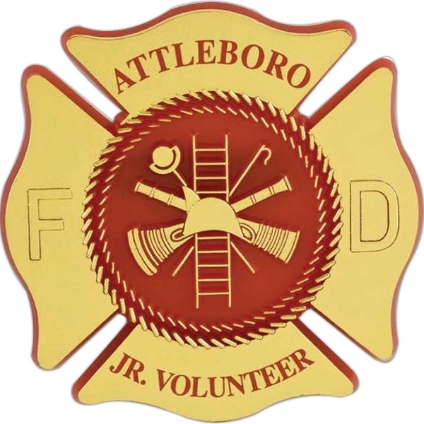 Junior Firefighter plastic badge, customized with an imprint available in standard... from ASI 94245 North Attleboro Jewelry Company
