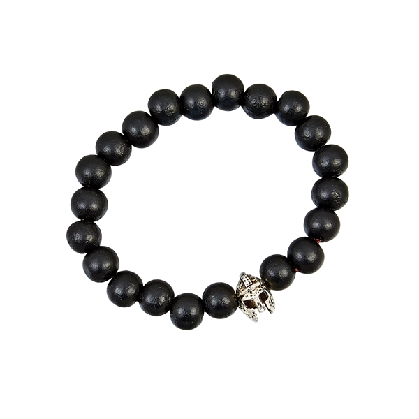 Unique Wood Bead Bracelet, 10mm wood beads with your custom cast... from ASI 94245 North Attleboro Jewelry Company