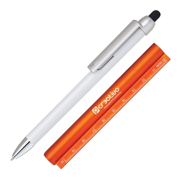 Plastic click action stylus pen with a ruler body. Stylus pen... from ASI 68190 Lungsal / Lungsal