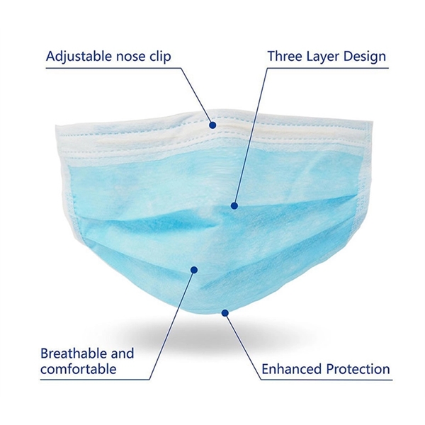 Three-ply non-woven and melt blown fabric disposable facemask plus shipping to... from ASI 37218 Athena Promo (tm)