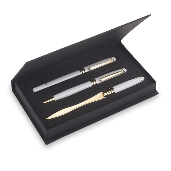 Features the GS triple pen box with Danish-I brass letter opener... from ASI 68190 Lungsal / Lungsal