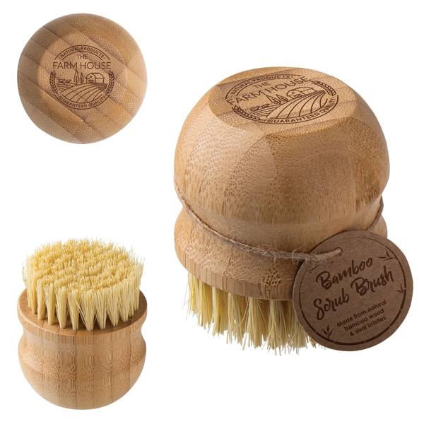 2 1/2" x 3" bamboo scrub brush with natural sisal bristles.... from ASI 62190 Illini