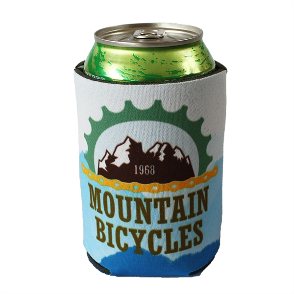 Sublimated Can Cooler made of fabric/PU foam to keep cans insulated... from ASI 52840 Evans Manufacturing