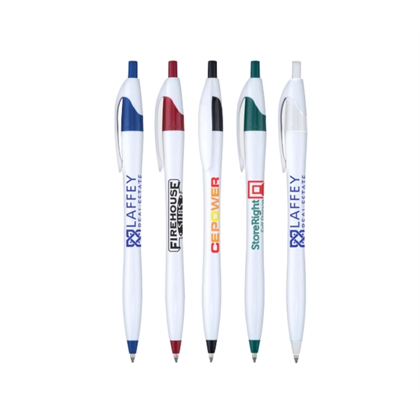 5.75" x 0.33" plunger-action plastic ballpoint pen with white barrel and... from ASI 37218 Athena Promo (tm)