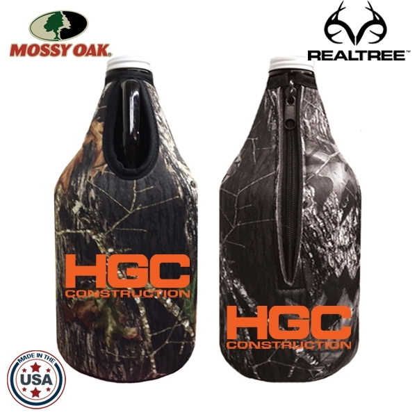 Mossy Oak or Realtree Trademark Camo Premium Collapsible Foam 64oz Growler... from ASI 63009 J I T Manufacturing Inc / Just in Time JIT Promo