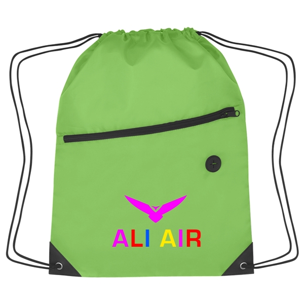 Sports pack with drawstring closure and large front zippered pocket.... from ASI 61125 Hit Promotional Products / Hit®