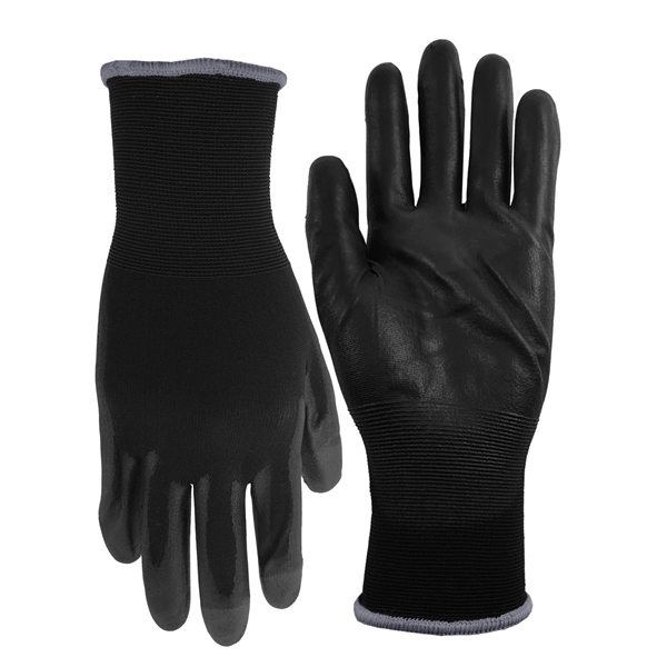 Polyester gloves with palms coated in black nitrile for puncture, snag,... from ASI 90160 Suntex Industries