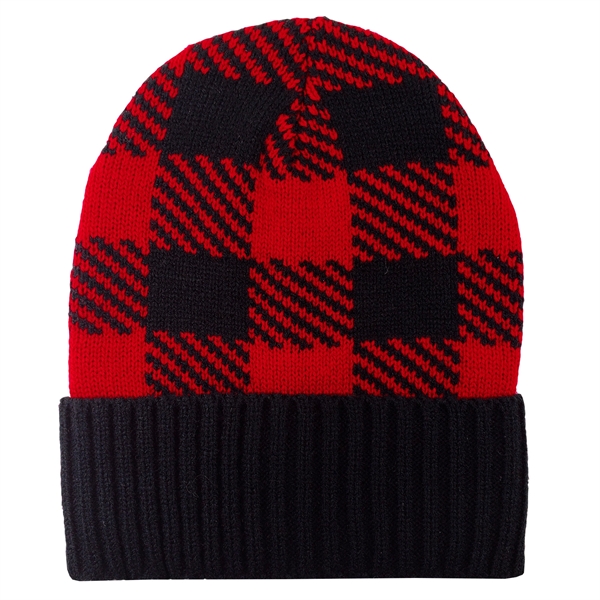 12" buffalo plaid rolled cuff beanies made of 100 % acrylic... from ASI 90160 Suntex Industries