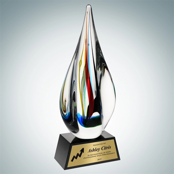 Art Glass Candy Stripes Award with Black Base and Gold Plate.... from ASI 47791 Best Deal Awards