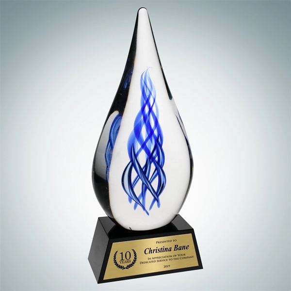 Art Glass Ocean River Award with Black Base and Gold Plate.... from ASI 47791 Best Deal Awards