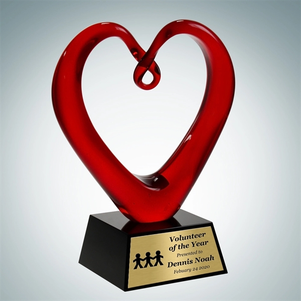 Art Glass The Whole Heart Award with Black Base and Gold... from ASI 47791 Best Deal Awards