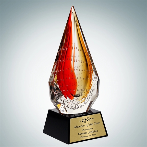Art Glass The Red Flare Award with Gold Plate.... from ASI 47791 Best Deal Awards