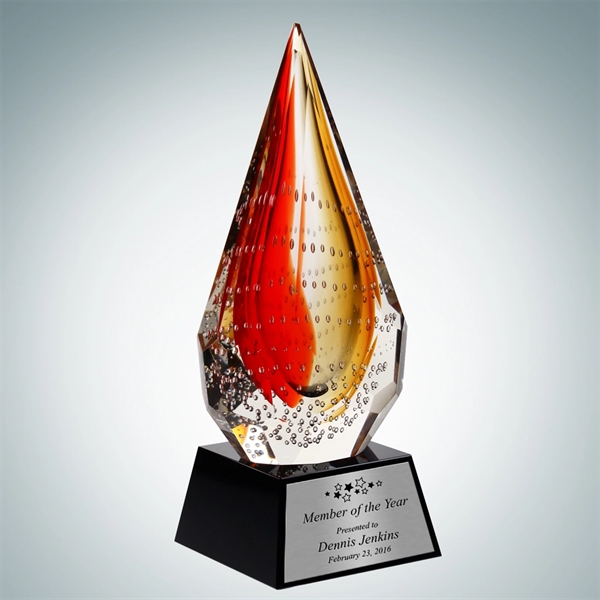Art Glass The Red Flare Award with Silver Plate.... from ASI 47791 Best Deal Awards