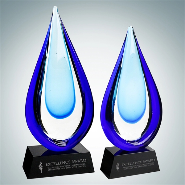 Art Glass Aquatic Award with Black Base and Silver Plate (L).... from ASI 47791 Best Deal Awards