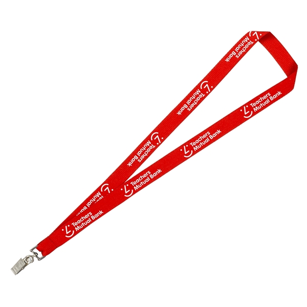 3/4" x 18" polyester lanyard with repeating one-color imprint and choice... from ASI 62660 Innovation Line