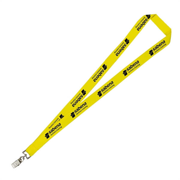 3/4" x 18" polyester lanyard with repeating one-color imprint and choice... from ASI 62660 Innovation Line