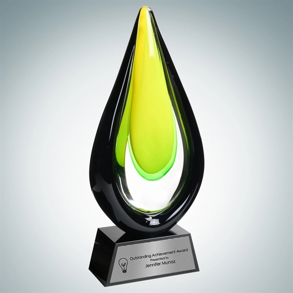 Art Glass Goldfinch Award with Black Base and Silver Plate (S).... from ASI 47791 Best Deal Awards