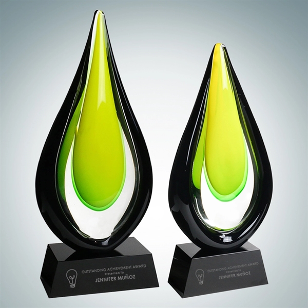 Art Glass Goldfinch Award with Black Base and Silver Plate (L).... from ASI 47791 Best Deal Awards