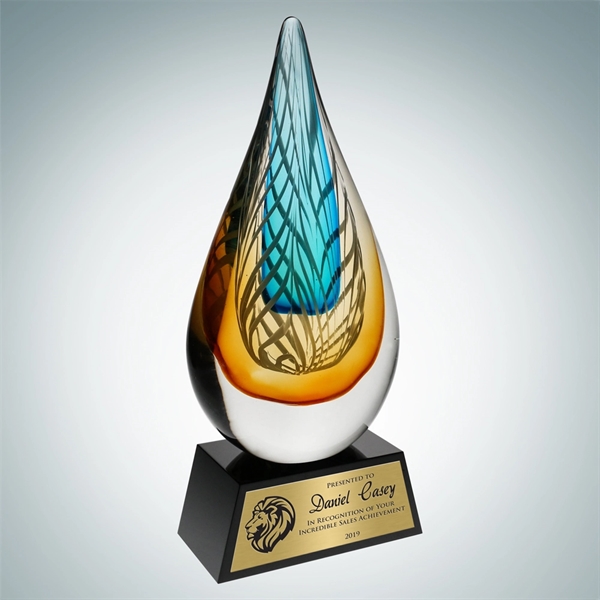 Art Glass Desert Sky Award with Black Base and Gold Plate.... from ASI 47791 Best Deal Awards