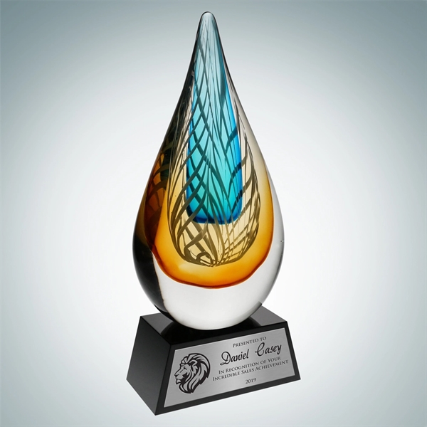 Art Glass Desert Sky Award with Black Base and Silver Plate.... from ASI 47791 Best Deal Awards