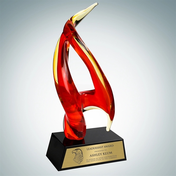 Art Glass Inferno Award with Black Base and Gold Plate.... from ASI 47791 Best Deal Awards