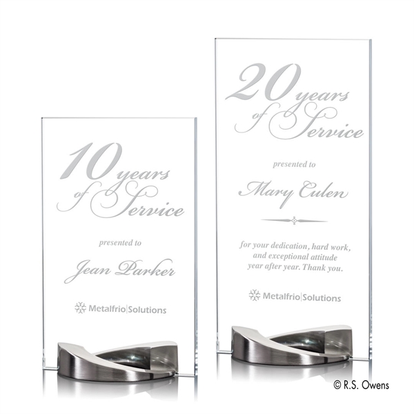 Starfire crystal award with satin pewter finish base.... from ASI 84592 St Regis Group / R S Owens & Co Inc